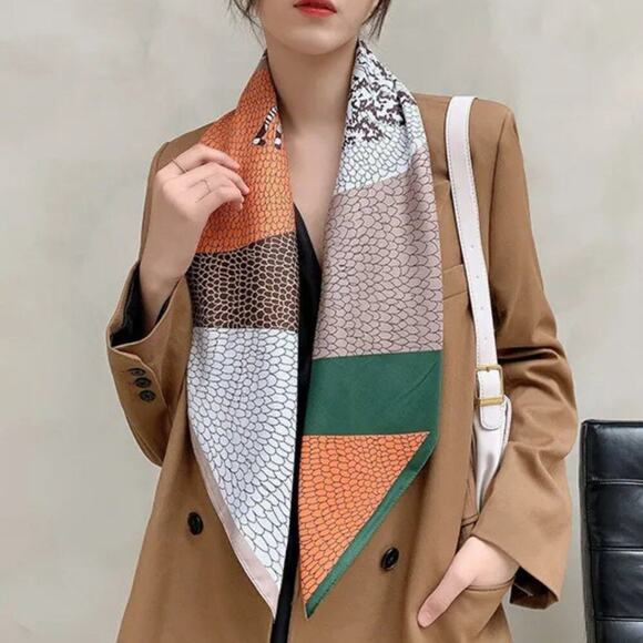2/$30 NEW Abstract Line Art Geometric Printed Silky Fashion Scarf - Picture 1 of 7